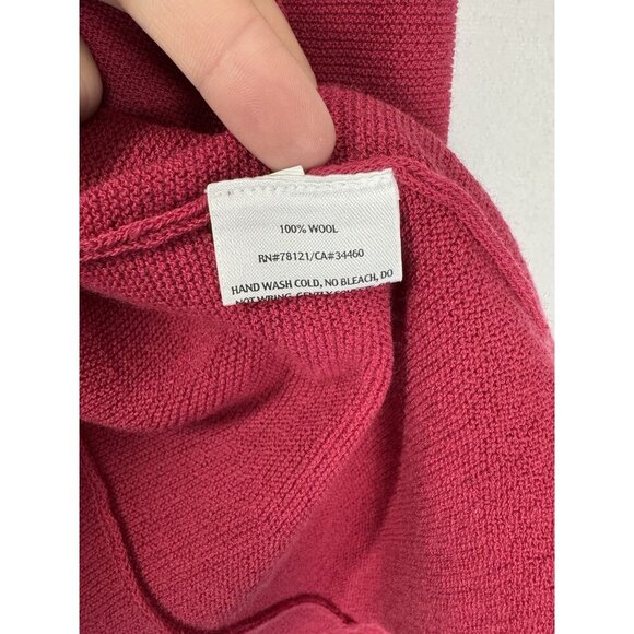 Eileen Fisher 100% Wool Open Front Cardigan Womens XS Radish Red Pink Washable - Picture 10 of 13